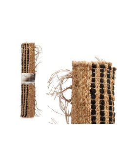 Carpet Black Natural Stripes 70 x 1 x 140 cm (8 Units)