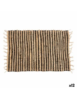 Tappeto Nero Naturale Righe 60 x 1 x 90 cm (12 Unità)