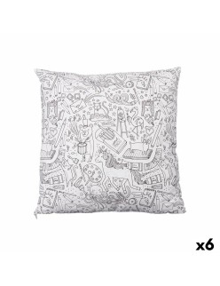 Cojín Pincello PILLOW Blanco Negro 43 x 13 x 43 cm Para pintar (6 Unidades)