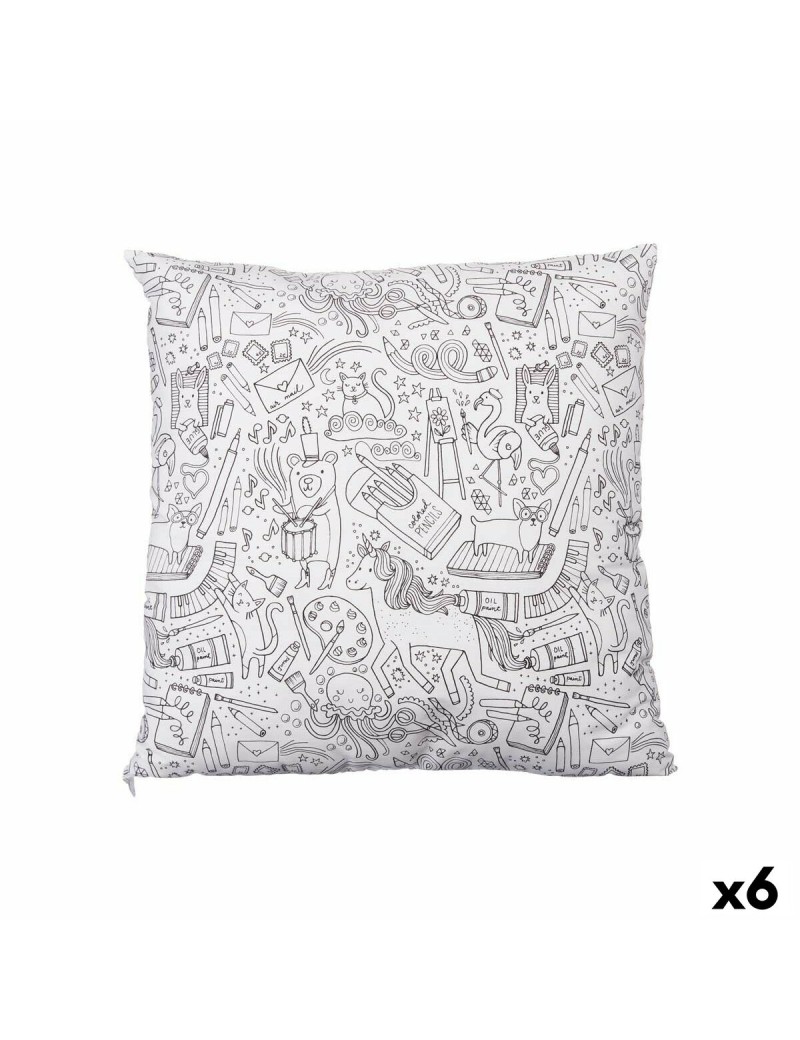 Cojín Pincello PILLOW Blanco Negro 43 x 13 x 43 cm Para pintar (6 Unidades)