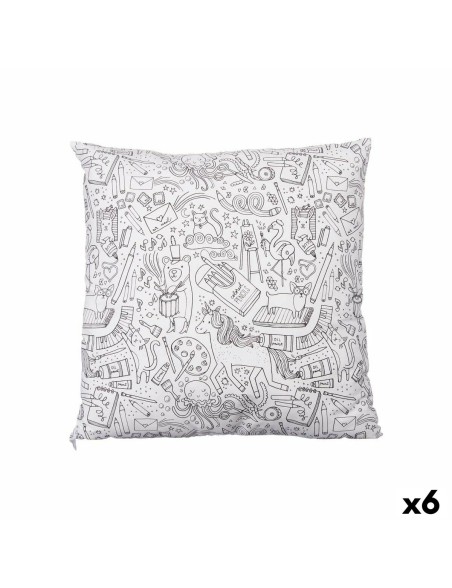 Cojín Pincello PILLOW Blanco Negro 43 x 13 x 43 cm Para pintar (6 Unidades)