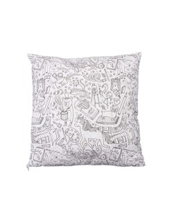 Cojín Pincello PILLOW Blanco Negro 43 x 13 x 43 cm Para pintar (6 Unidades)