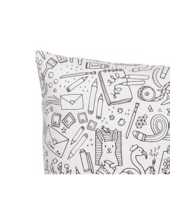 Cojín Pincello PILLOW Blanco Negro 43 x 13 x 43 cm Para pintar (6 Unidades)
