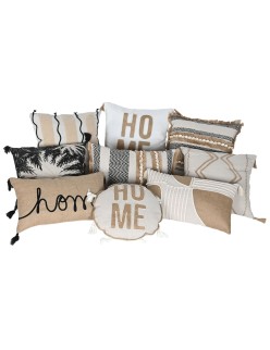 Cojín Home ESPRIT Negro Boho Palmera 45 x 5 x 45 cm