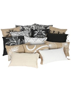 Cojín Home ESPRIT Blanco Negro Palmera 42 x 15 x 42 cm