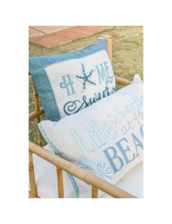 Almofada Home ESPRIT Azul Bege Prateado Mediterrâneo 45 x 15 x 45 cm