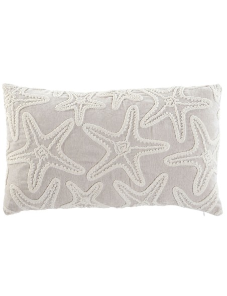 Cojín Home ESPRIT Blanco Beige Mediterráneo Estrella de mar 60 x 10 x 35 cm