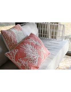 Cojín Home ESPRIT Blanco Coral Mediterráneo 60 x 10 x 35 cm