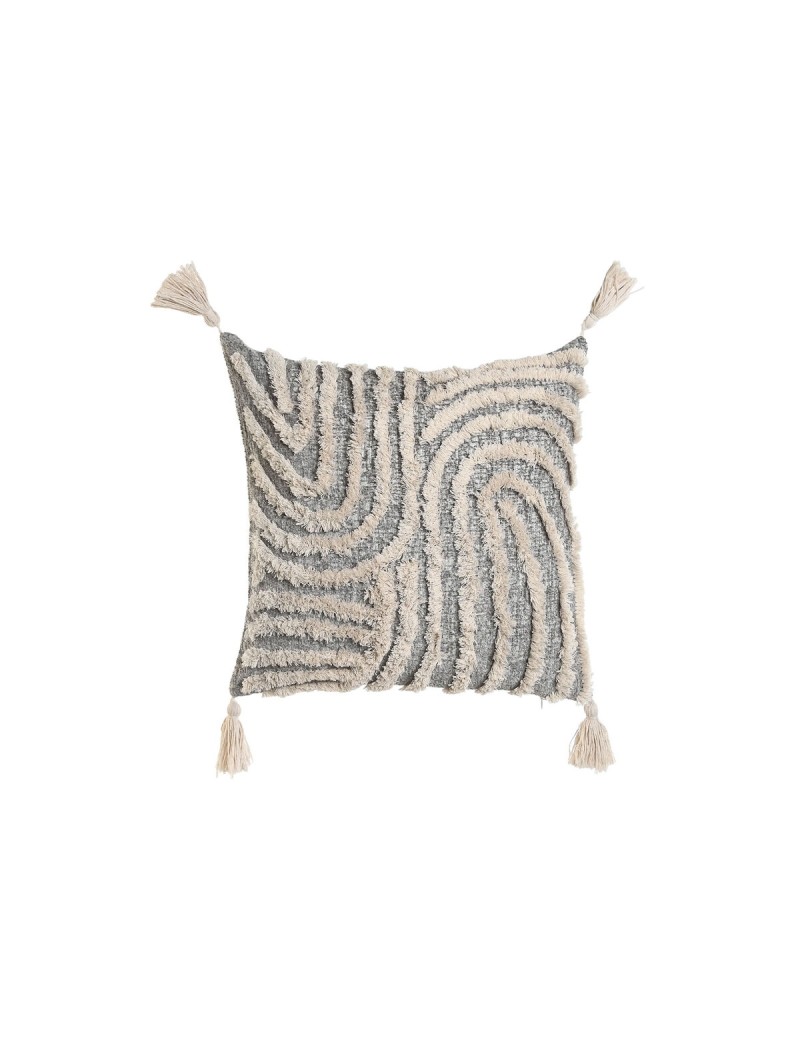 Cuscino Home ESPRIT Bianco Grigio Nappe Boho 45 x 15 x 45 cm
