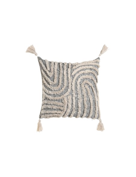 Cuscino Home ESPRIT Bianco Grigio Nappe Boho 45 x 15 x 45 cm