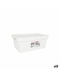 Caja de Almacenaje con Tapa Tontarelli Maya Blanco 4,2 L 28 x 18 x 11,2 cm (12 Unidades)
