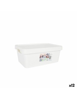 Caja de Almacenaje con Tapa Tontarelli Maya Blanco 4,2 L 28 x 18 x 11,2 cm (12 Unidades)