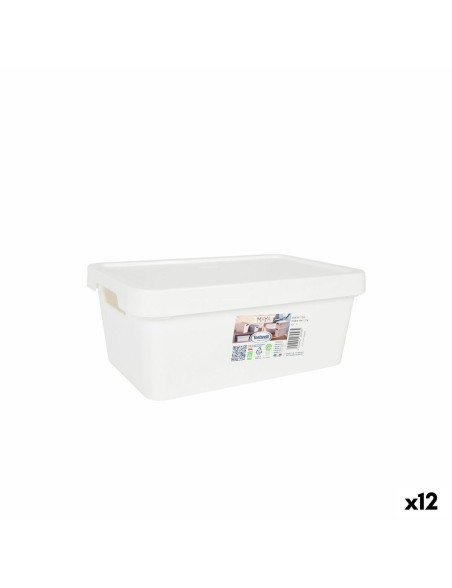 Caja de Almacenaje con Tapa Tontarelli Maya Blanco 4,2 L 28 x 18 x 11,2 cm (12 Unidades)