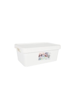 Caja de Almacenaje con Tapa Tontarelli Maya Blanco 4,2 L 28 x 18 x 11,2 cm (12 Unidades)