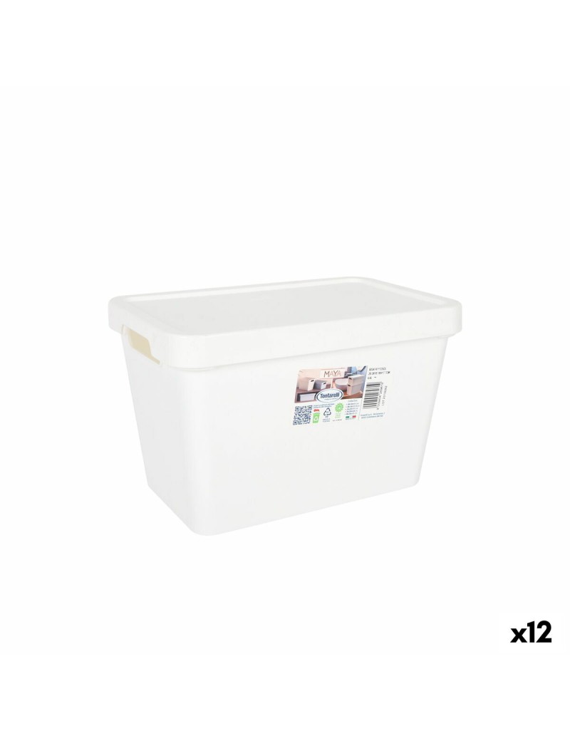 Scatola portaoggetti con coperchio Tontarelli Maya Bianco 6,4 L 28 x 18 x 17,7 cm (12 Unità)