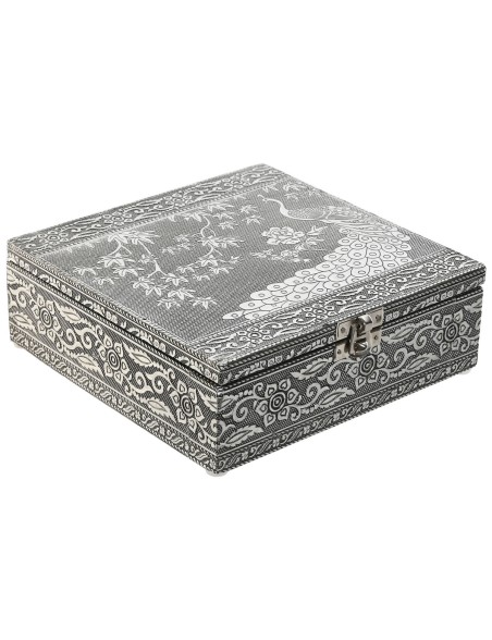 Caja-Joyero Home ESPRIT Verde Plateado Madera Aluminio 18 x 18 x 6 cm Caja-Joyero Home ESPRIT Verde Plateado Madera Aluminio 18 x 18 x 6 cm