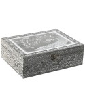 Caja-Joyero Home ESPRIT Verde Plateado Madera Aluminio 22,5 x 17,5 x 7,6 cm