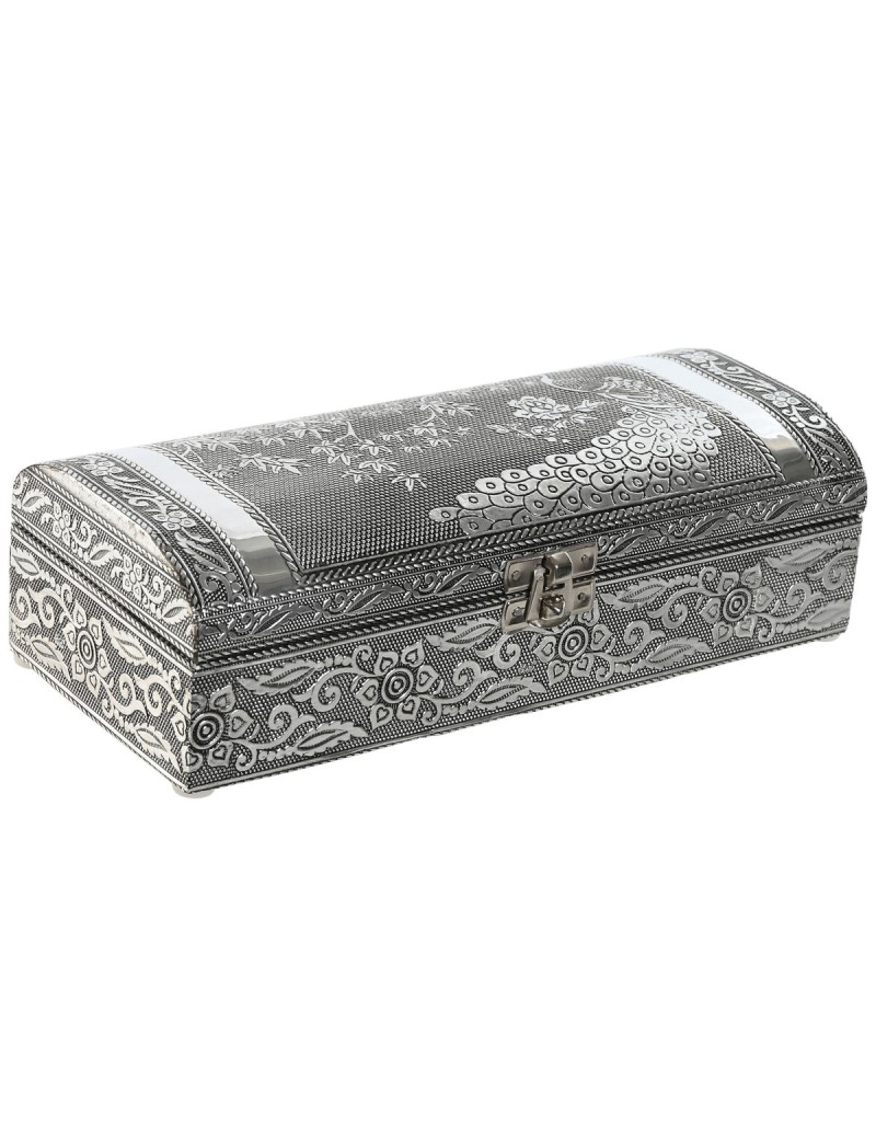 Box-Schmuckkästchen Home ESPRIT grün Silberfarben Holz Aluminium 22,5 x 10 x 6,5 cm