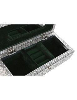 Caja-Joyero Home ESPRIT Verde Plateado Madera Aluminio 22,5 x 10 x 6,5 cm