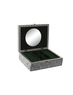 Caja-Joyero Home ESPRIT Verde Plateado Madera Aluminio 22,5 x 17,5 x 7,6 cm