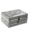 Scatola-Portagioie Home ESPRIT Verde Argentato Legno Alluminio 17,5 x 12,5 x 8,5 cm