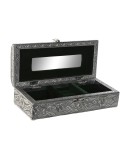 Caja-Joyero Home ESPRIT Verde Plateado Madera Aluminio 22,5 x 10 x 6,5 cm