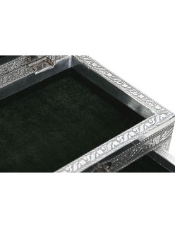 Caja-Joyero Home ESPRIT Verde Plateado Madera Aluminio 17,5 x 12,5 x 8,5 cm