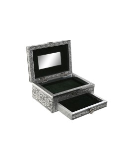 Caja-Joyero Home ESPRIT Verde Plateado Madera Aluminio 17,5 x 12,5 x 8,5 cm