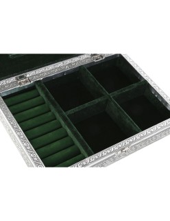 Caja-Joyero Home ESPRIT Verde Plateado Madera Aluminio 27,5 x 20 x 5,4 cm