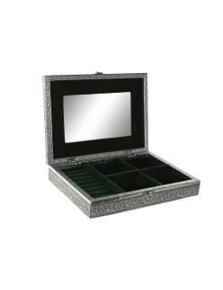 Caja-Joyero Home ESPRIT Verde Plateado Madera Aluminio 27,5 x 20 x 5,4 cm