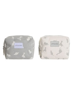 Nécessaire de Voyage DKD Home Decor Blanc Gris polialgodon Dinosaure 15 x 6 x 12 cm (2 Unités)