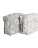 Travel Vanity Case DKD Home Decor White Grey polialgodon Dinosaur 15 x 6 x 12 cm (2 Units)