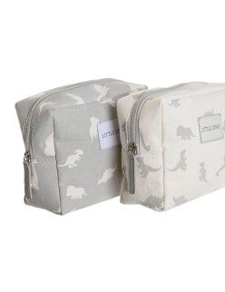 Nécessaire de Voyage DKD Home Decor Blanc Gris polialgodon Dinosaure 15 x 6 x 12 cm (2 Unités)