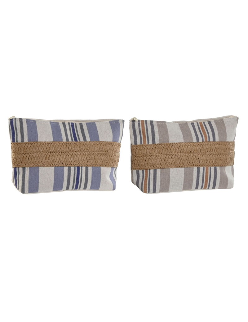 Neceser de Viaje Home ESPRIT Beige Lila 25 x 7 x 15 cm (2 Unidades)