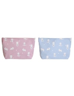 Nécessaire de Voyage DKD Home Decor Bleu Rose polialgodon osos 33 x 8 x 21 cm (2 Unités)