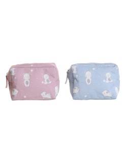 Reise-Toilettentasche DKD Home Decor Blau Weiß grün Rosa polialgodon osos 15 x 6 x 12 cm (2 Stück)