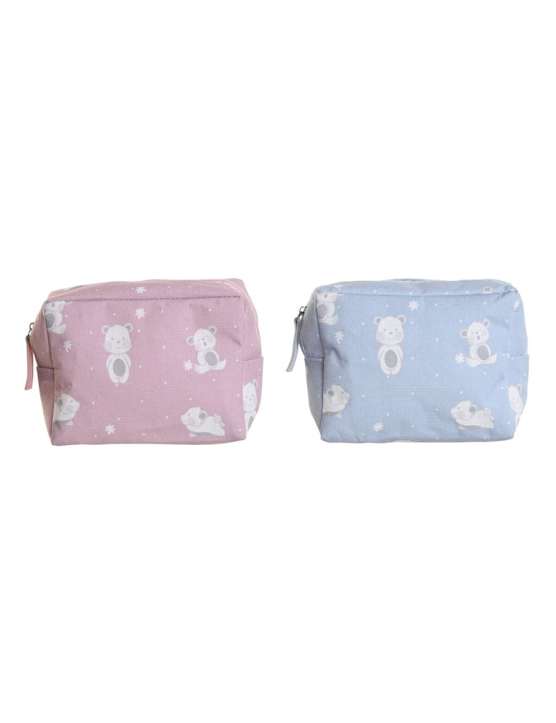 Reise-Toilettentasche DKD Home Decor Blau Weiß grün Rosa polialgodon osos 15 x 6 x 12 cm (2 Stück)
