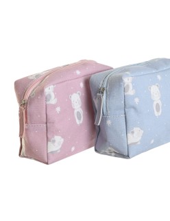 Reise-Toilettentasche DKD Home Decor Blau Weiß grün Rosa polialgodon osos 15 x 6 x 12 cm (2 Stück)