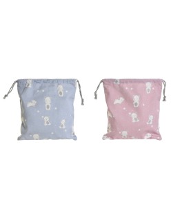 Sac DKD Home Decor Bleu Blanc Rose osos 24 x 2 x 26 cm (2 Unités)