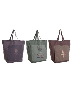 Sac en toile DKD Home Decor Marron Vert Bordeaux Toile 68 x 30 x 55 cm (3 Unités)