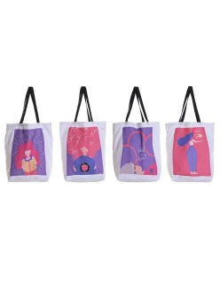 Borsa di stoffa DKD Home Decor Bianco polialgodon Poliestere 43 x 15 x 40 cm (4 Unità)