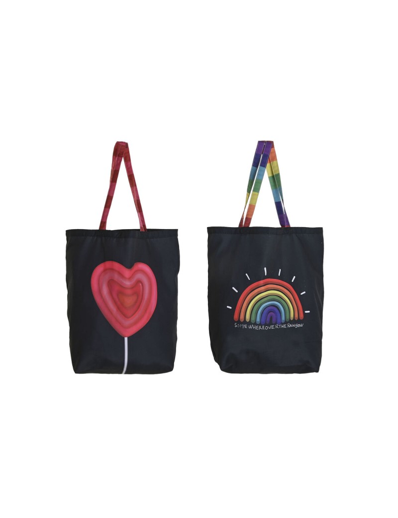 Sac en toile DKD Home Decor Noir Polyester Nylon 43 x 15 x 40 cm (2 Unités)
