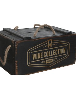 Cajas de almacenamiento Home ESPRIT Negro Madera de abeto 38 x 24 x 20 cm 3 Piezas