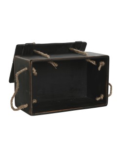 Cajas de almacenamiento Home ESPRIT Negro Madera de abeto 38 x 24 x 20 cm 3 Piezas