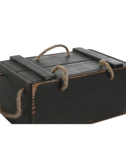 Cajas de almacenamiento Home ESPRIT Negro Madera de abeto 38 x 24 x 20 cm 3 Piezas