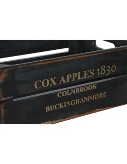Cajas de almacenamiento Home ESPRIT Cox Apples 1830 Negro Madera de abeto 40 x 30 x 15 cm 3 Piezas