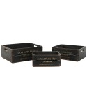 Cajas de almacenamiento Home ESPRIT Cox Apples 1830 Negro Madera de abeto 40 x 30 x 15 cm 3 Piezas