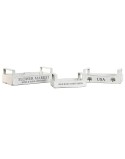 Cajas de almacenamiento Home ESPRIT Blanco Madera de abeto 39 x 19 x 12 cm 3 Piezas