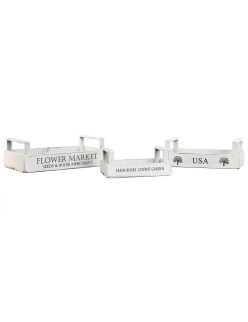 Cajas de almacenamiento Home ESPRIT Blanco Madera de abeto 39 x 19 x 12 cm 3 Piezas