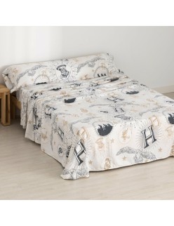 Set di Lenzuola Harry Potter Beige Multicolore Singolo